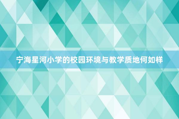 宁海星河小学的校园环境与教学质地何如样
